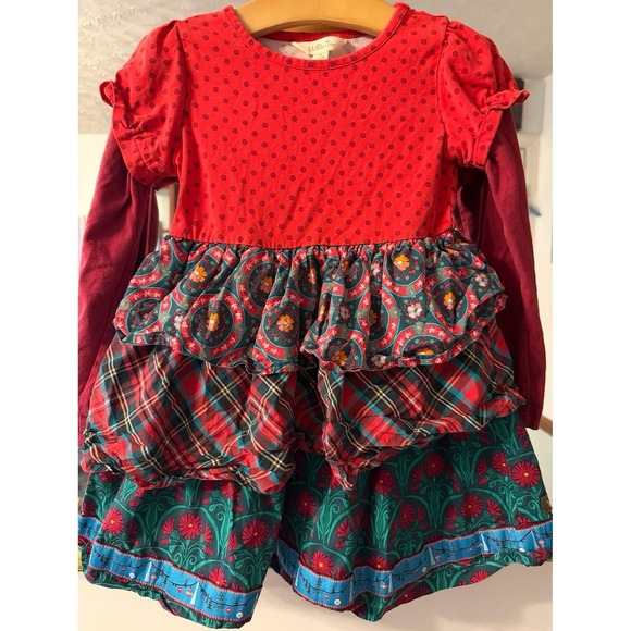 Matilda Jane Other - Matilda Jane Girls Red Polka Dot Ruffled Tiered Dress Long Sleeve